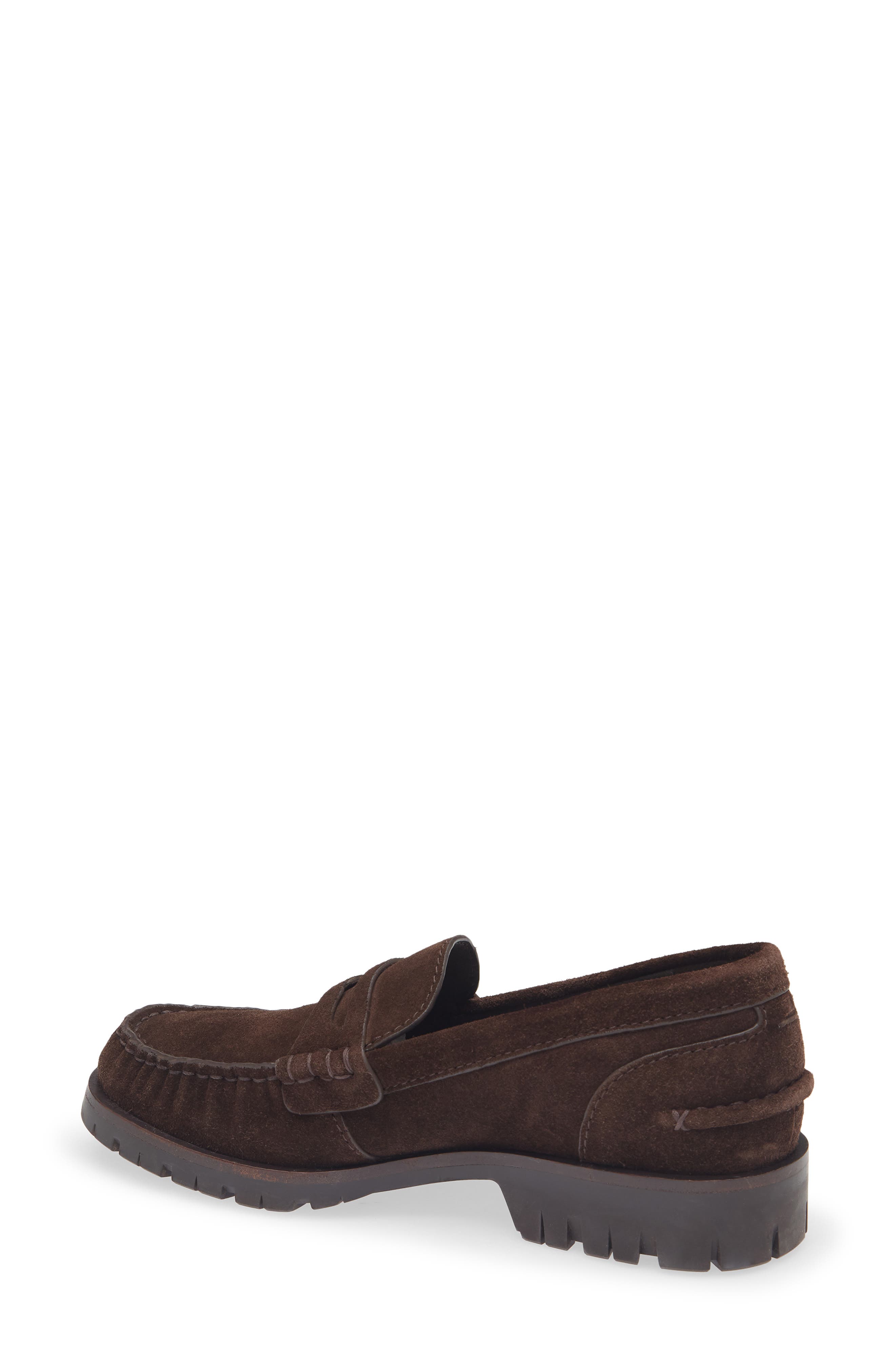Corey Lug Sole Penny Loafer, Alternate, color, BROWN SUEDE
