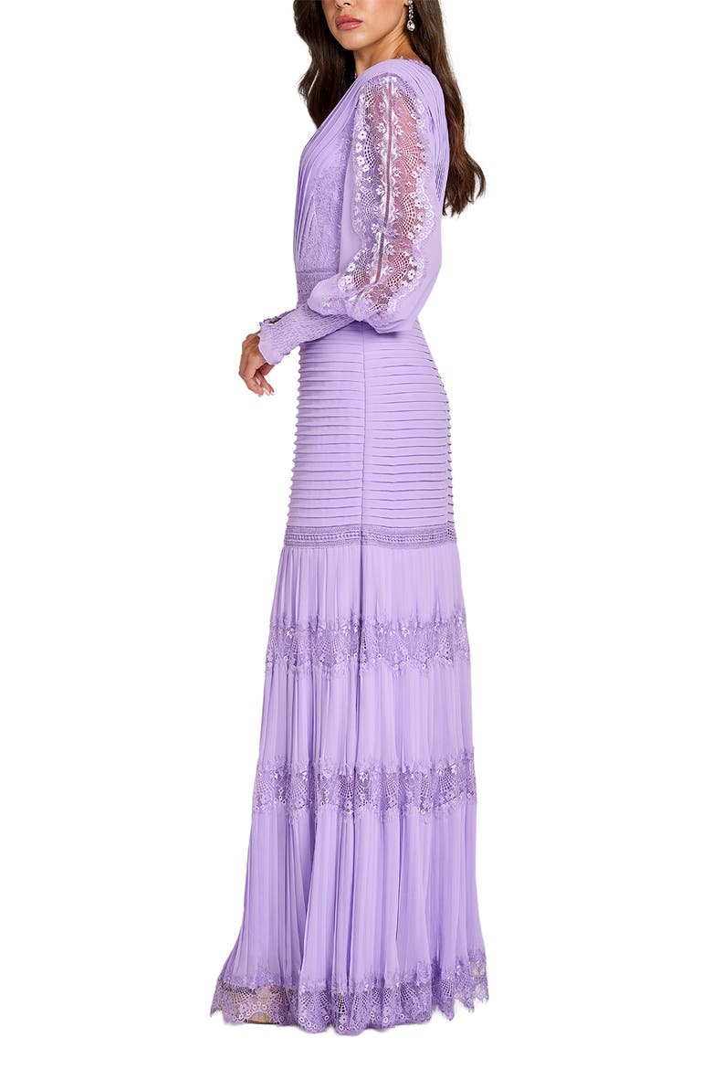 Pintuck Detail Long Sleeve Gown, Alternate, color, PURPLE HAZE