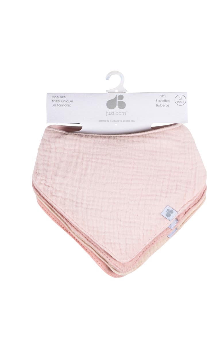 Just Born Muslin Bandana Bibs 4-Pack Pinks, Alternate, color, Pinks
