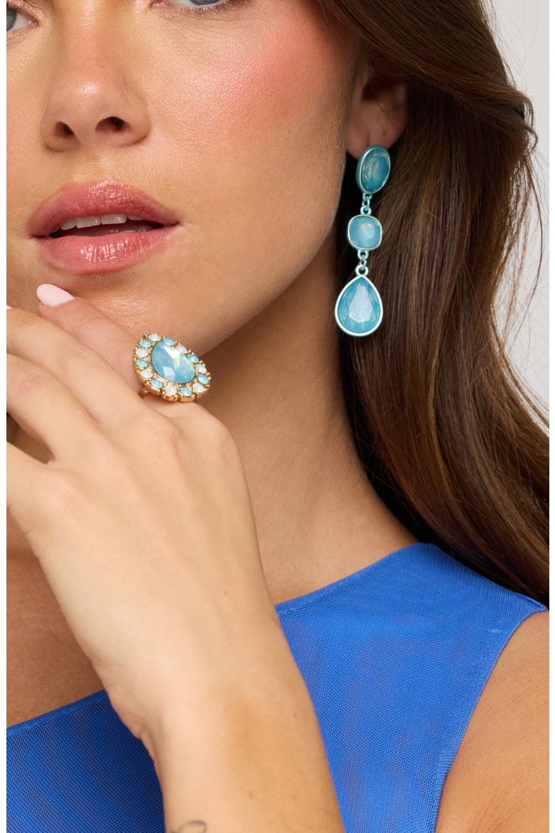 Bejeweled Drop Earrings, Main, color, BLUE