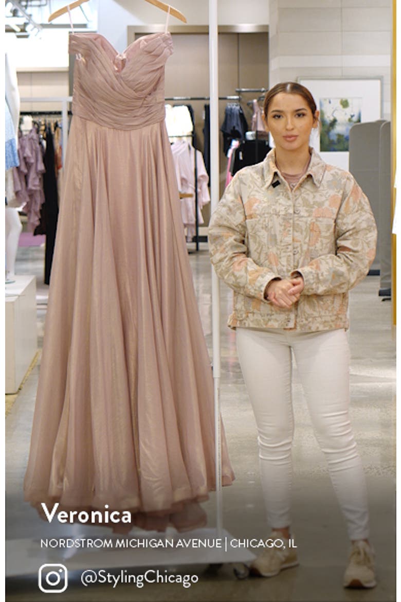 Iridescent Off the Shoulder Chiffon Gown video