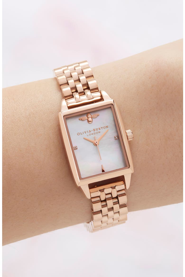 Beehive Bracelet Watch, 20mm, Alternate, color, ROSE GOLD/ MOP/ ROSE GOLD