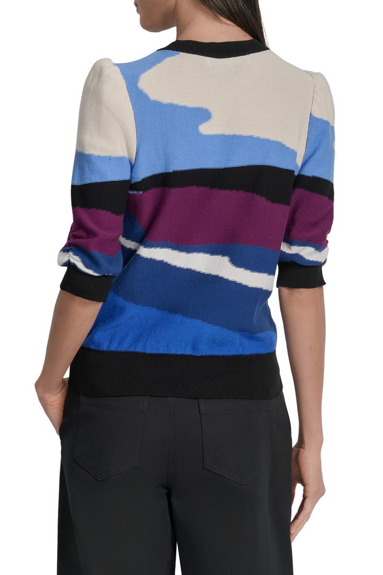 Abstract Pattern Three-Quarter Sleeve Sweater, Alternate, color, ULTRA BLUE