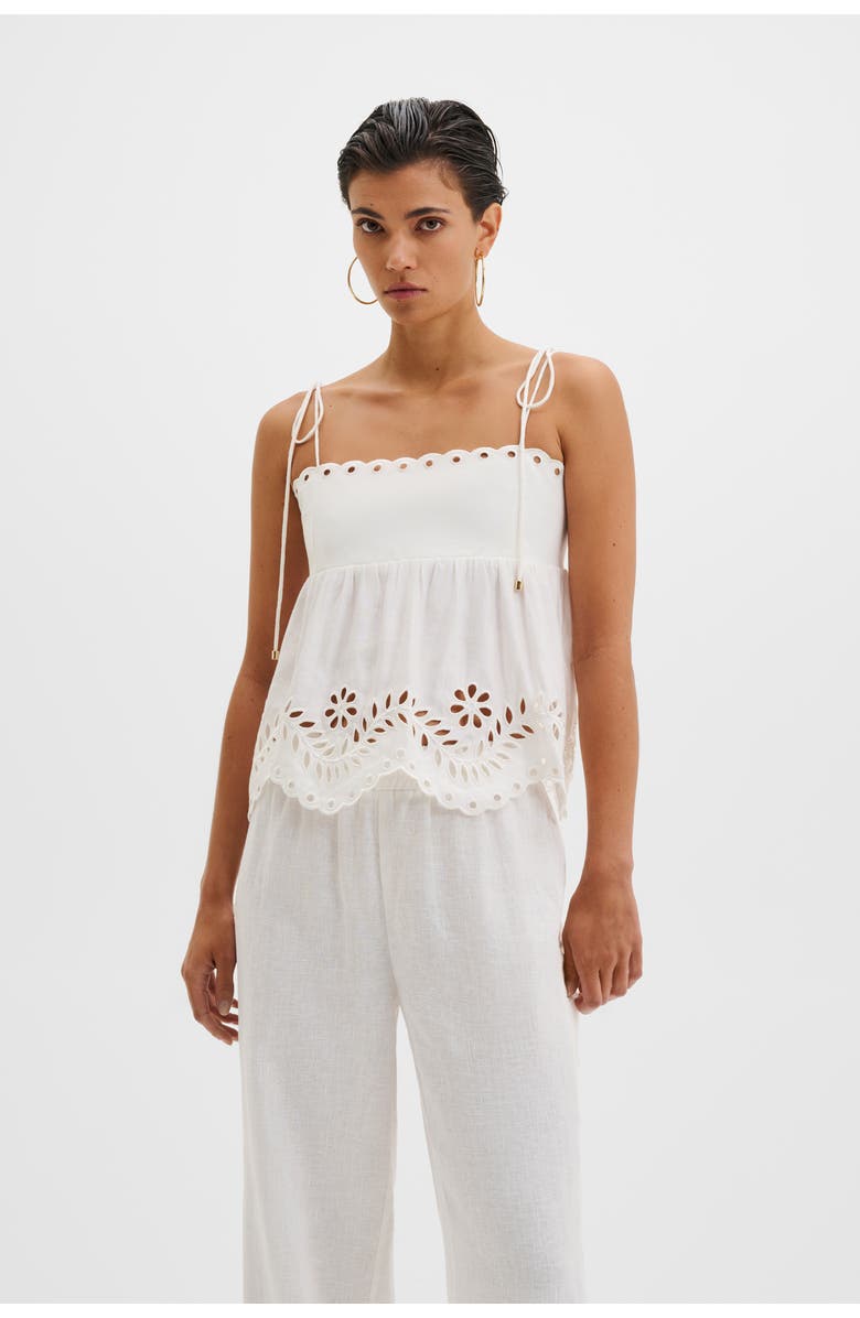 Malina Carrie Broderie Anglaise Top, Main, color, White
