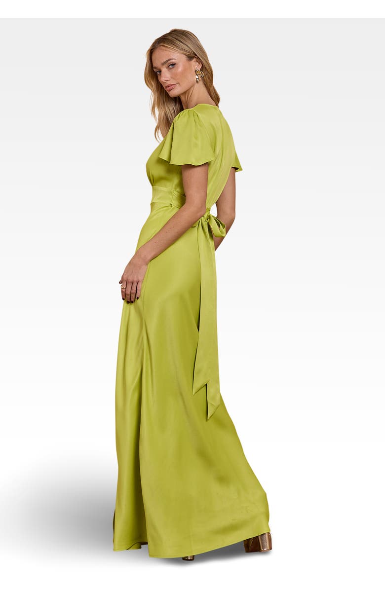 Maids to Measure Chelsea Satin V-Neck Bridesmaid Dress, Alternate, color, Lime