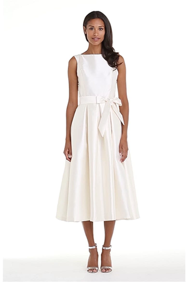 Faille Satin Fit & Flare Dress, Alternate, color, IVORY