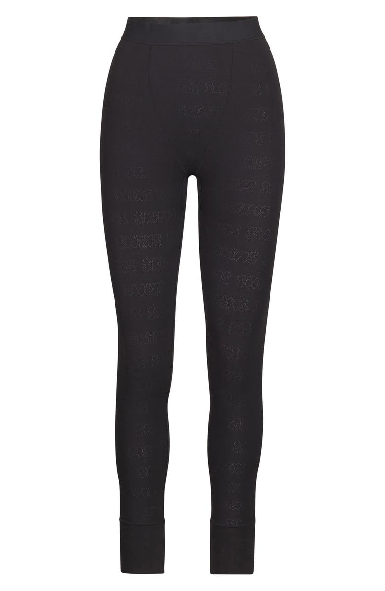 SKIMS Logo Pointelle Cotton Thermal Leggings, Main, color,
