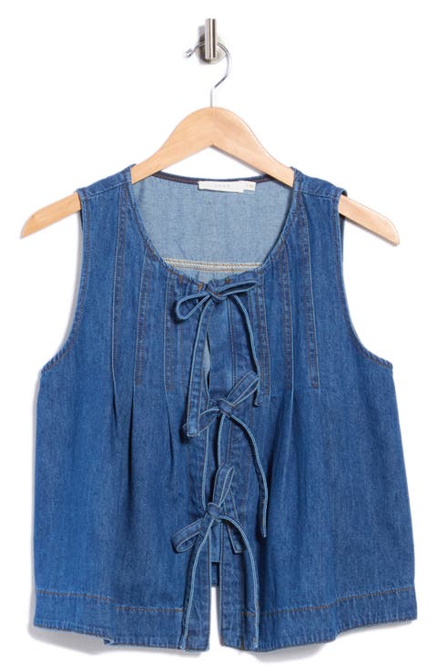 Tie Front Denim Top
