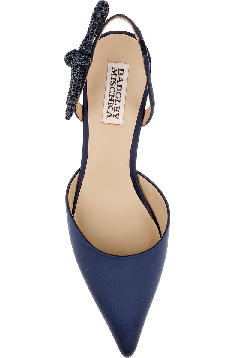Badgley Mischka Bridal Gentry Slingback Pointed Toe Kitten Heel Pump, Alternate, color, Midnight Satin