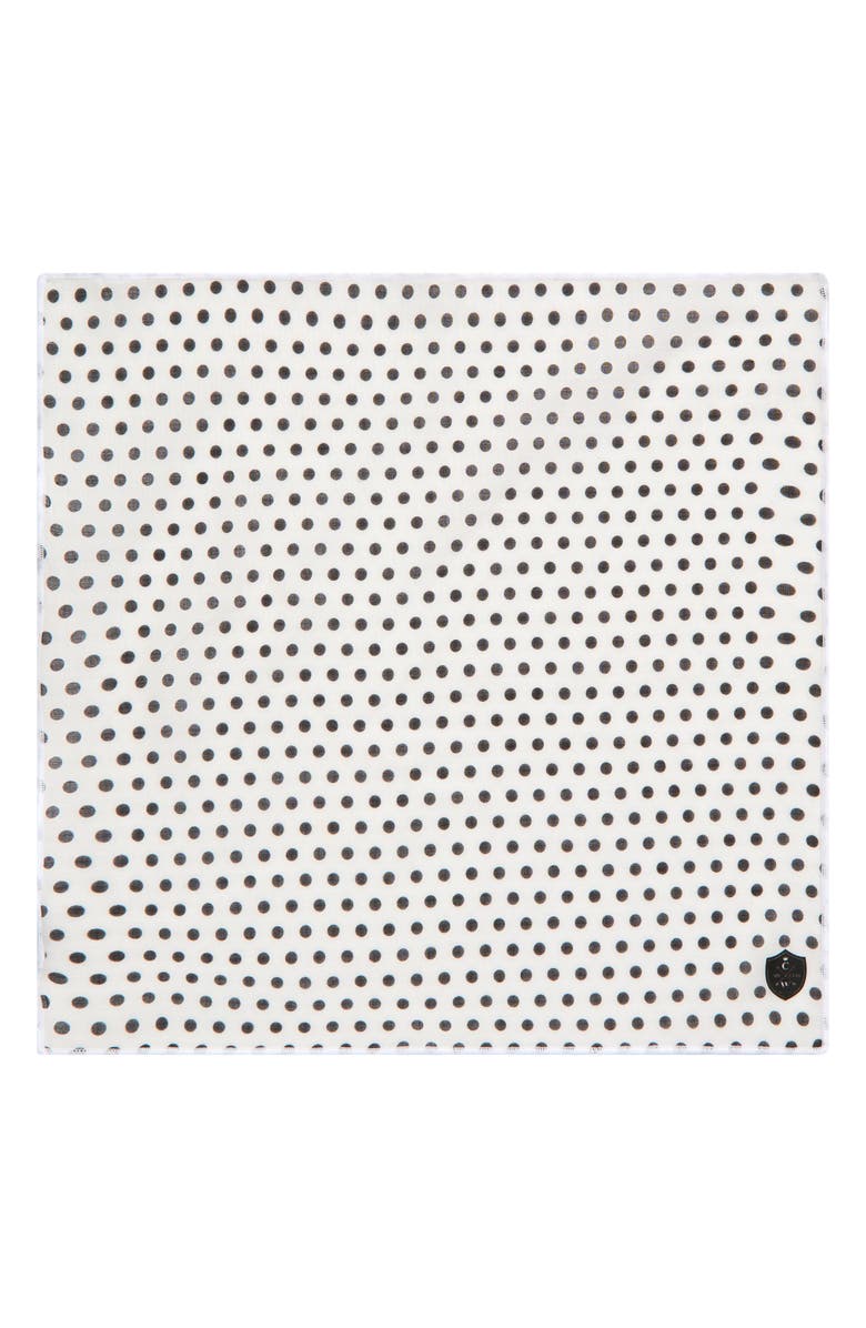 CLIFTON WILSON Polka Dot Cotton Pocket Square, Alternate, color, White