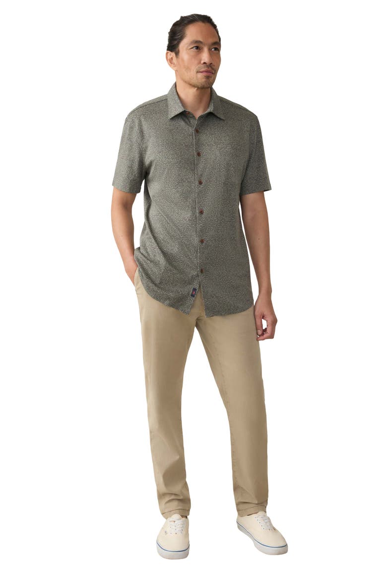 Hermosa Short Sleeve Button-Up Shirt, Alternate, color, OLIVE FROND