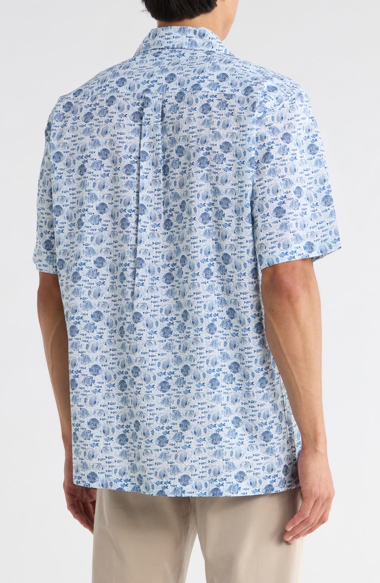 Bugatchi Jackson Cotton Camp Shirt, Alternate, color, Cobalt