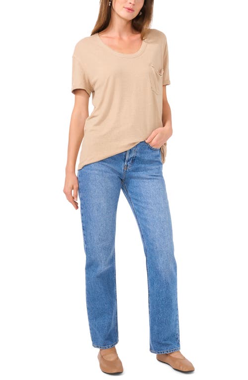 1.state Linen Blend Slub Pocket T-shirt In Oatmeal