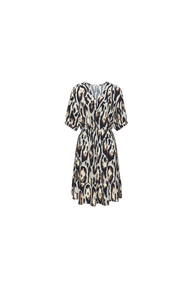 Animal Print Short Sleeve Dress, Alternate, color, Black & Grey