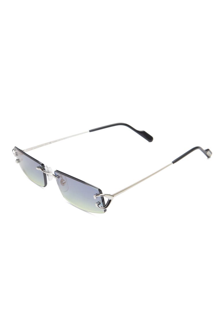 56mm Frameless Rectangular Sunglasses, Alternate, color, SILVER