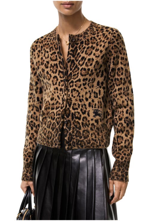 Leopard Jacquard Wool Cashmere Cardigan