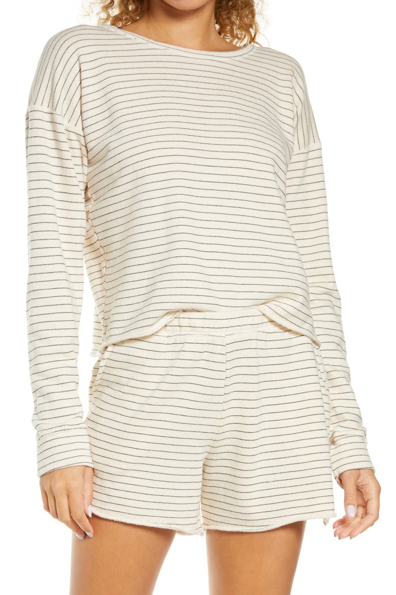 Yana Stripe Pullover, Main, color, PORCELAIN/ BLACK
