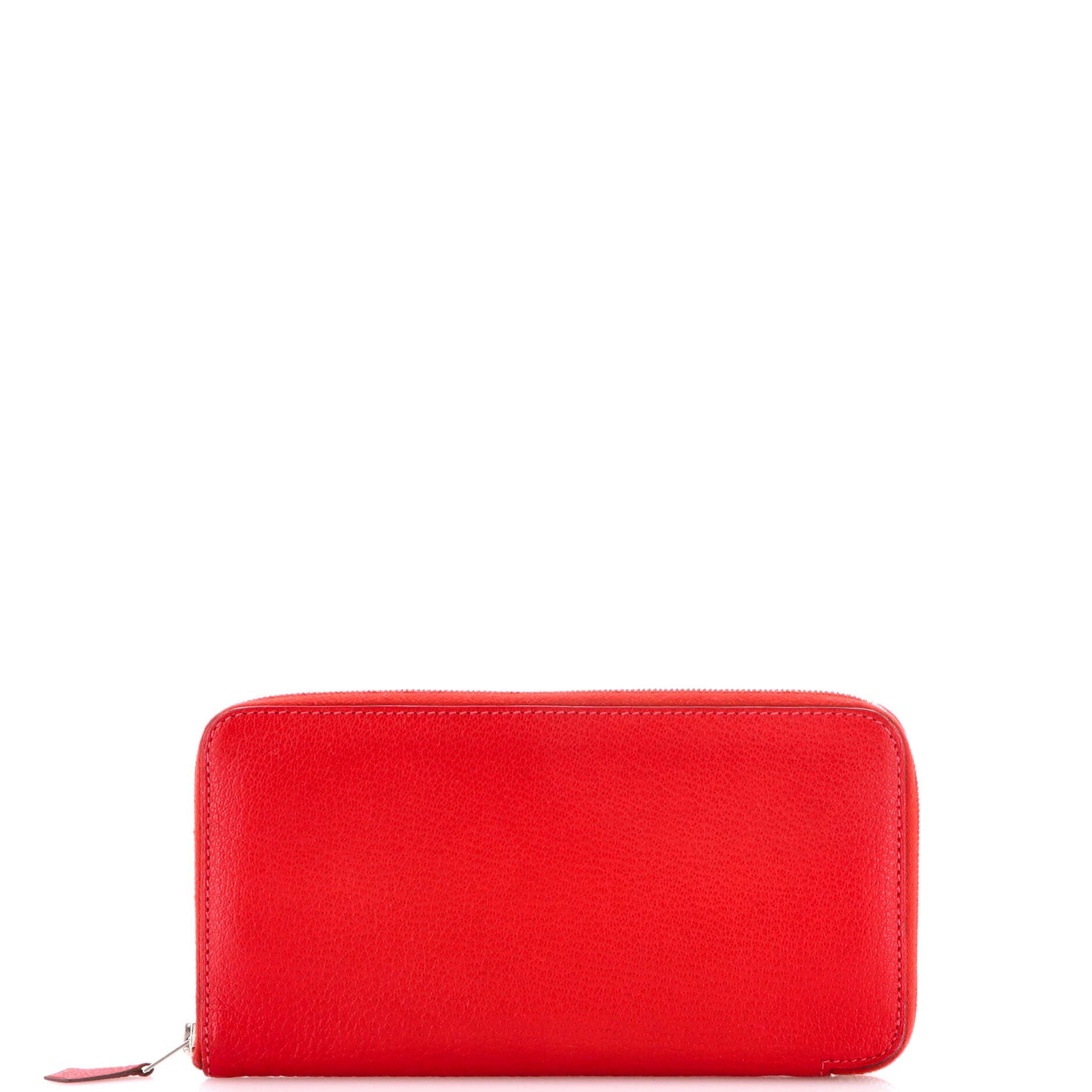 Pre-Owned Hermes Azap Zip Around Wallet Chevre Mysore Long, Main, color, Rouge Casaque