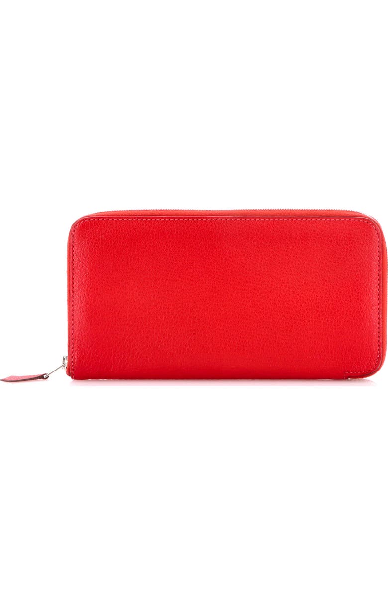 Pre-Owned Hermes Azap Zip Around Wallet Chevre Mysore Long, Main, color, Rouge Casaque
