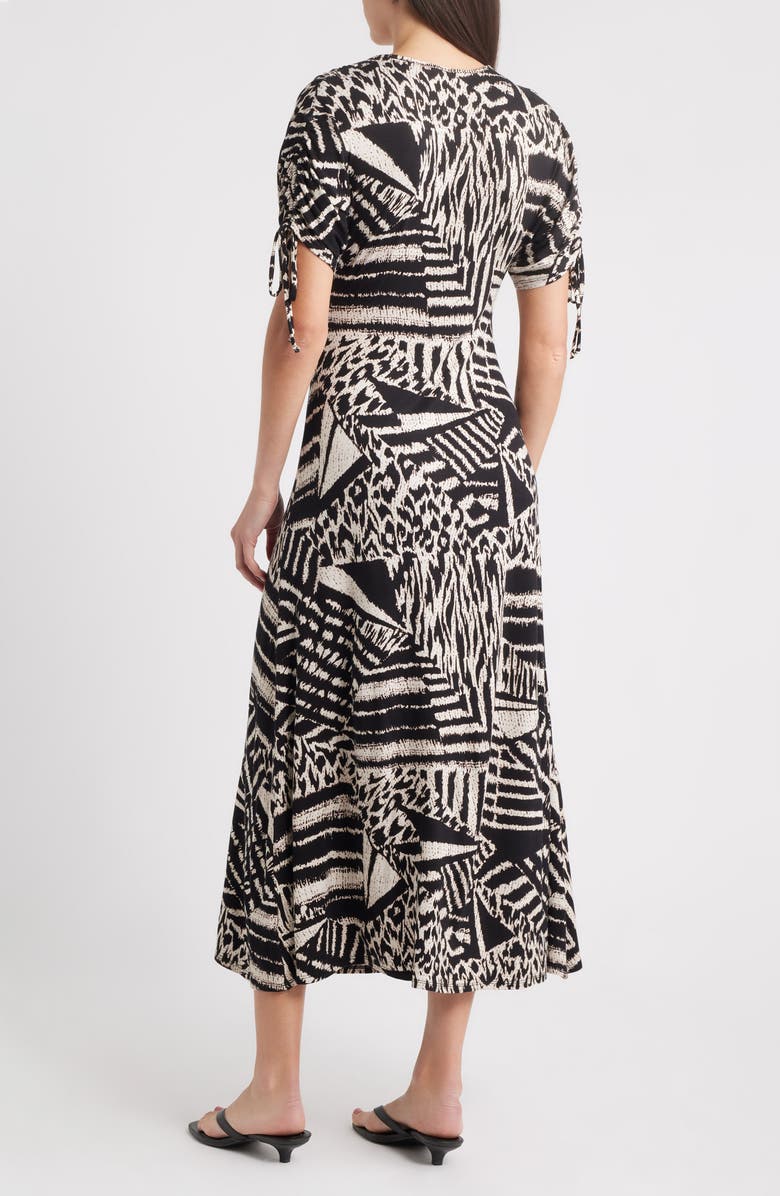 Loveappella Ruched Sleeve Empire Waist Maxi Dress, Alternate, color, Brown