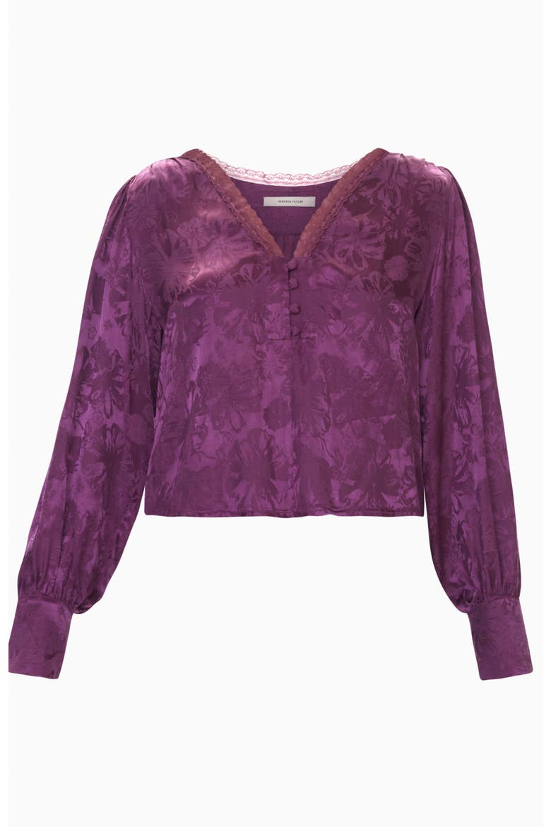 Audrey Jacquard Blouse, Alternate, color, Plum