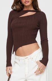 Princess Polly Ellara Cutout Asymmetric Rib Top