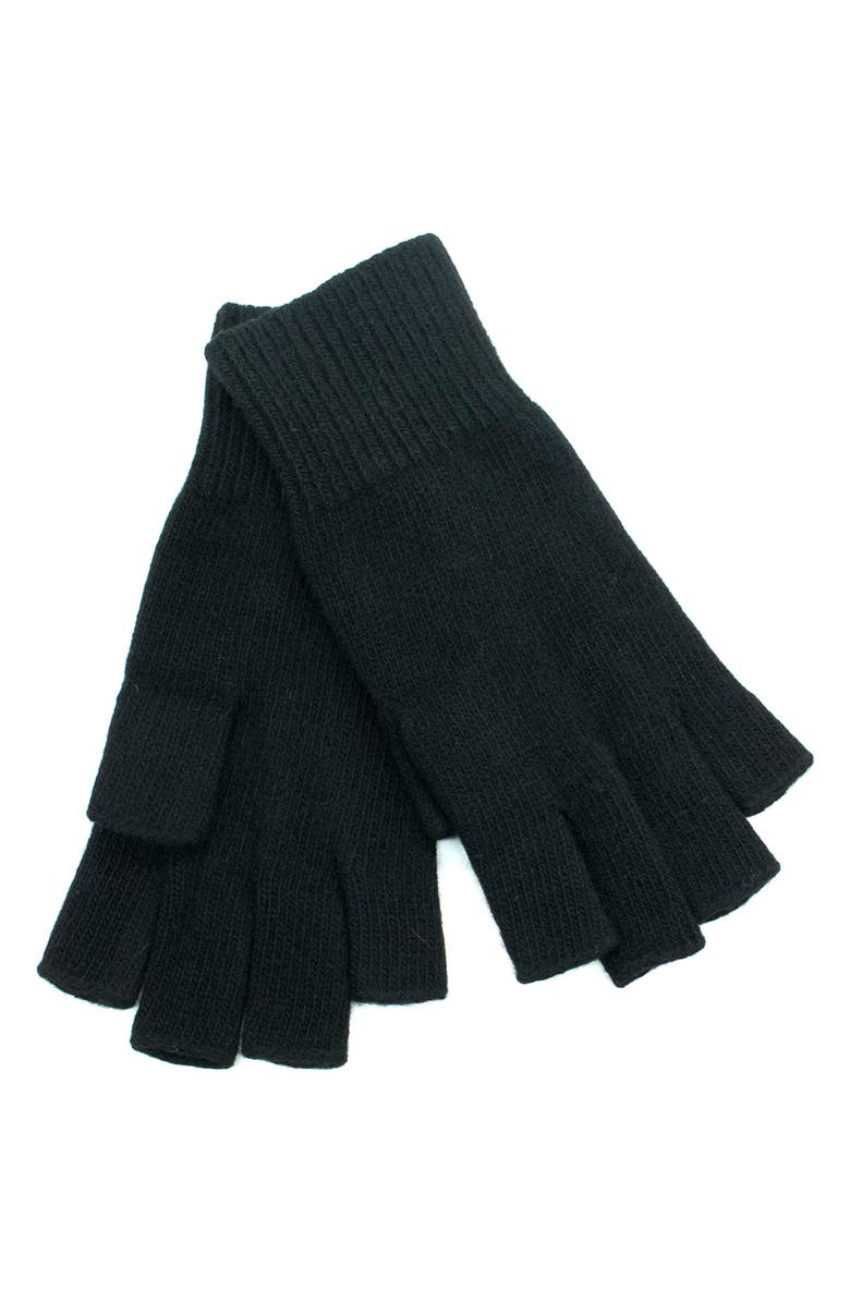 Portolano Fingerless Cashmere Gloves, Main, color, Black