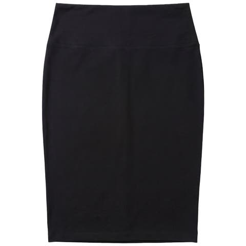Elastic Waist Straight Ponte Pencil Skirt