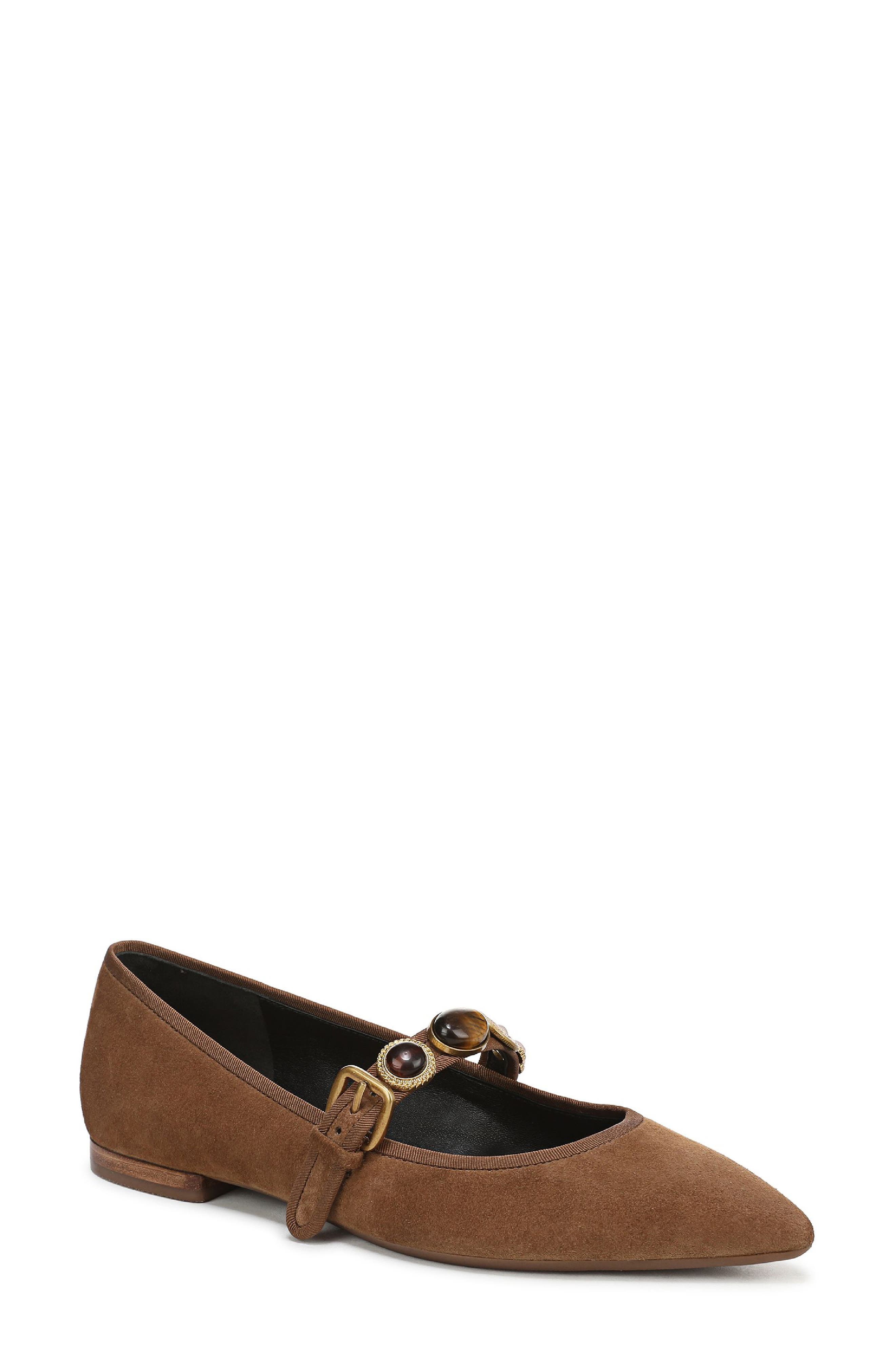Veronica Beard Selene Charms Pointed Toe Flat, Main, color, Hazelwood