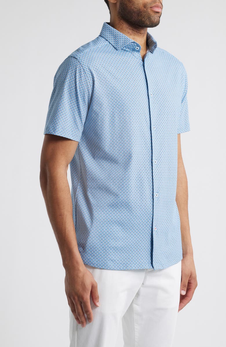 Stone Rose Oval Geo Performance Short Sleeve Button-Up Shirt, Alternate, color, 