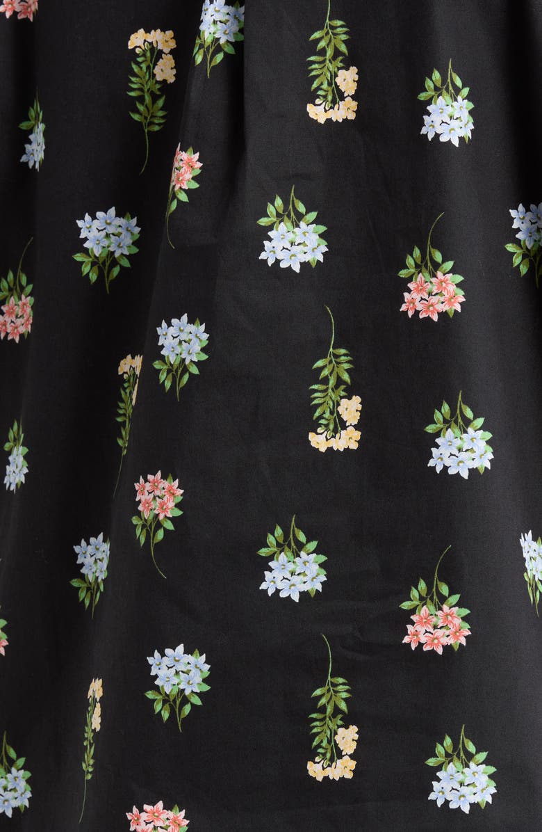 SUGARLIPS Floral Pompom Cotton Top, Alternate, color, Black-Coral-Green