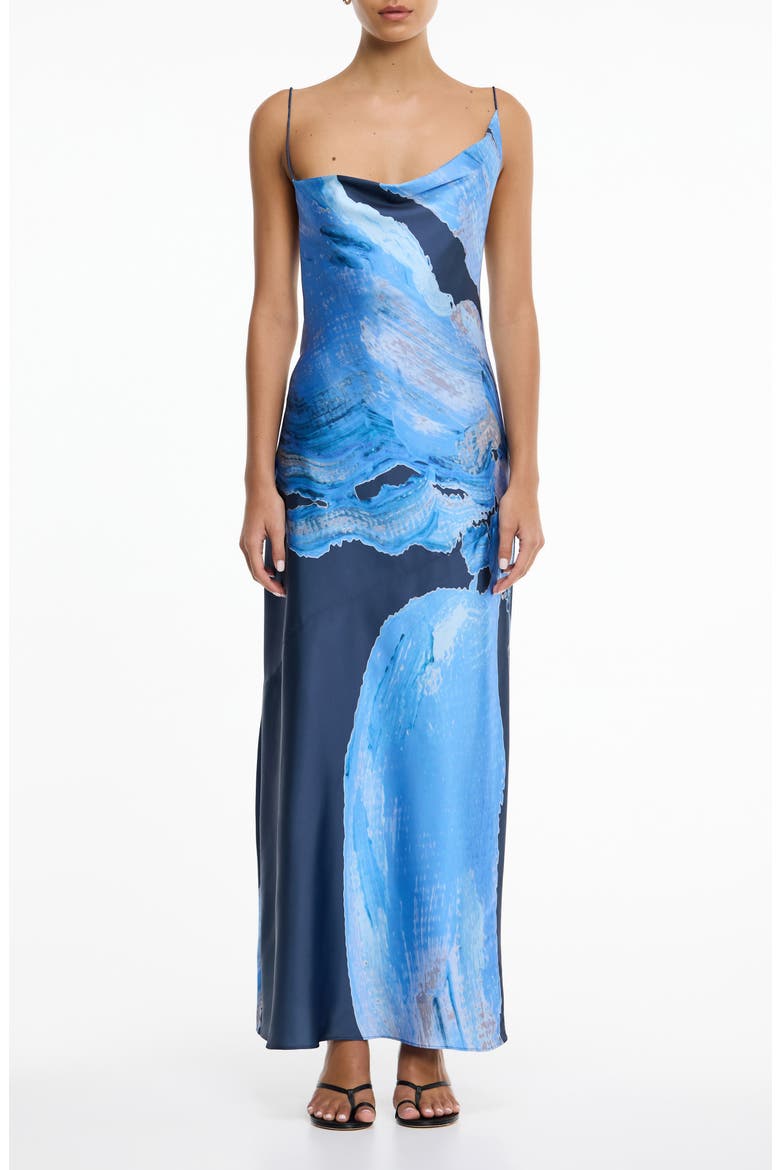 Alis Asymmetric Abstract Print Gown, Main, color, PETROL BLOOM