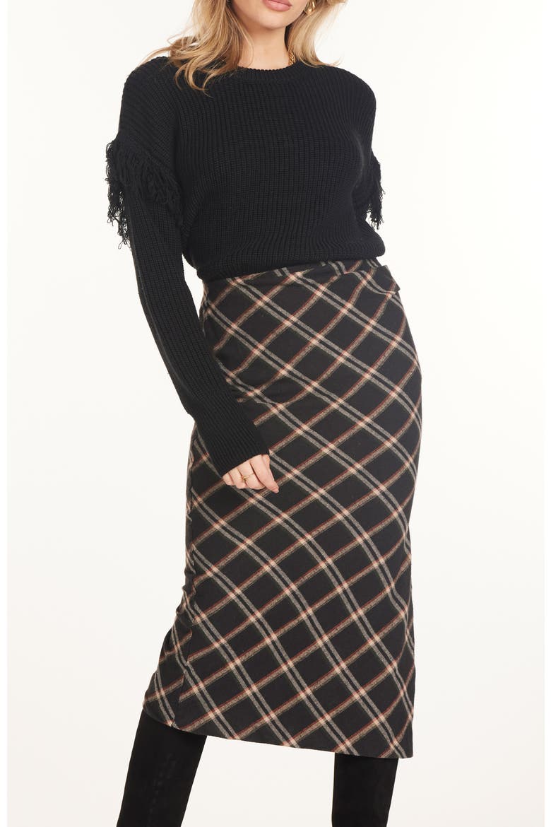 Colette Ruched Skirt, Alternate, color, Black Plaid