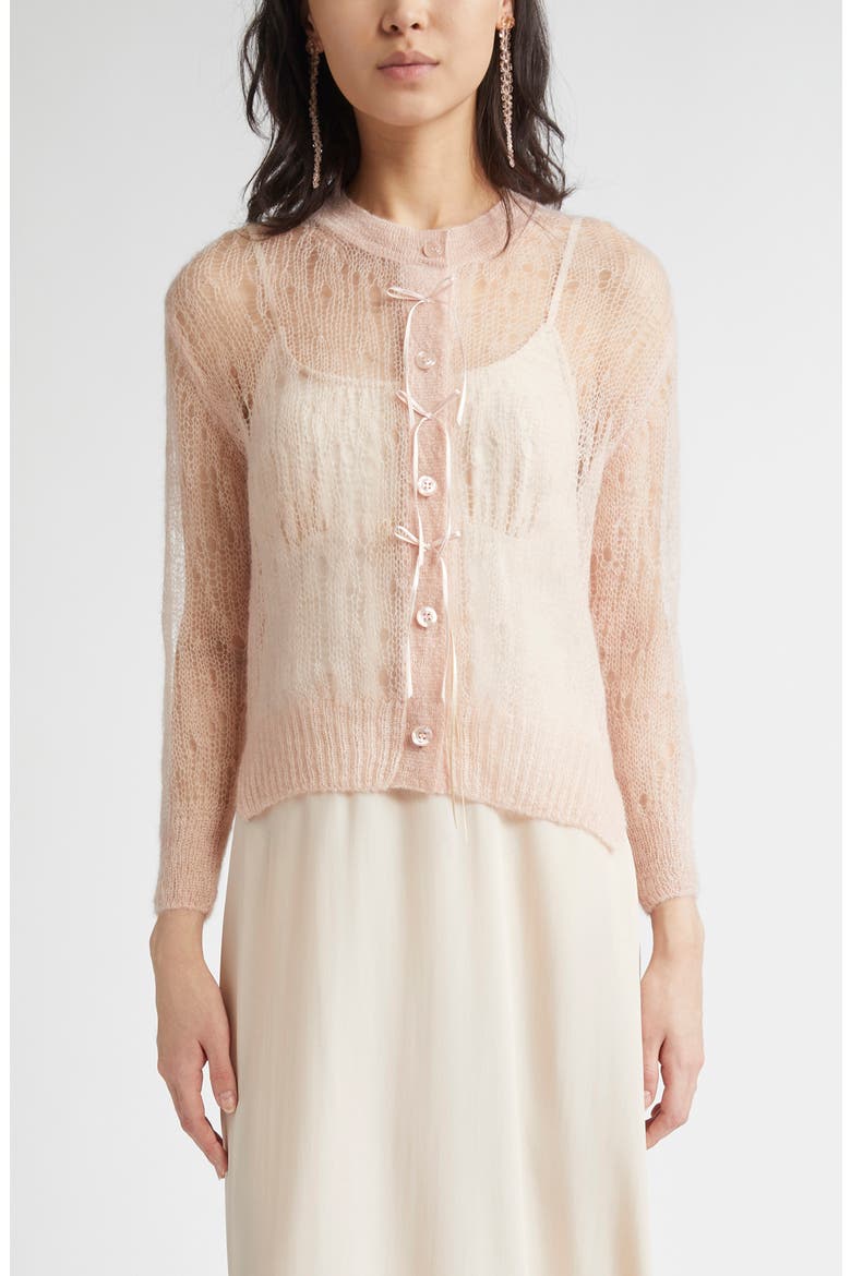Crop Superkid Mohair & Merino Wool Blend Cardigan, Main, color, POWDER PINK/ POWDER PINK