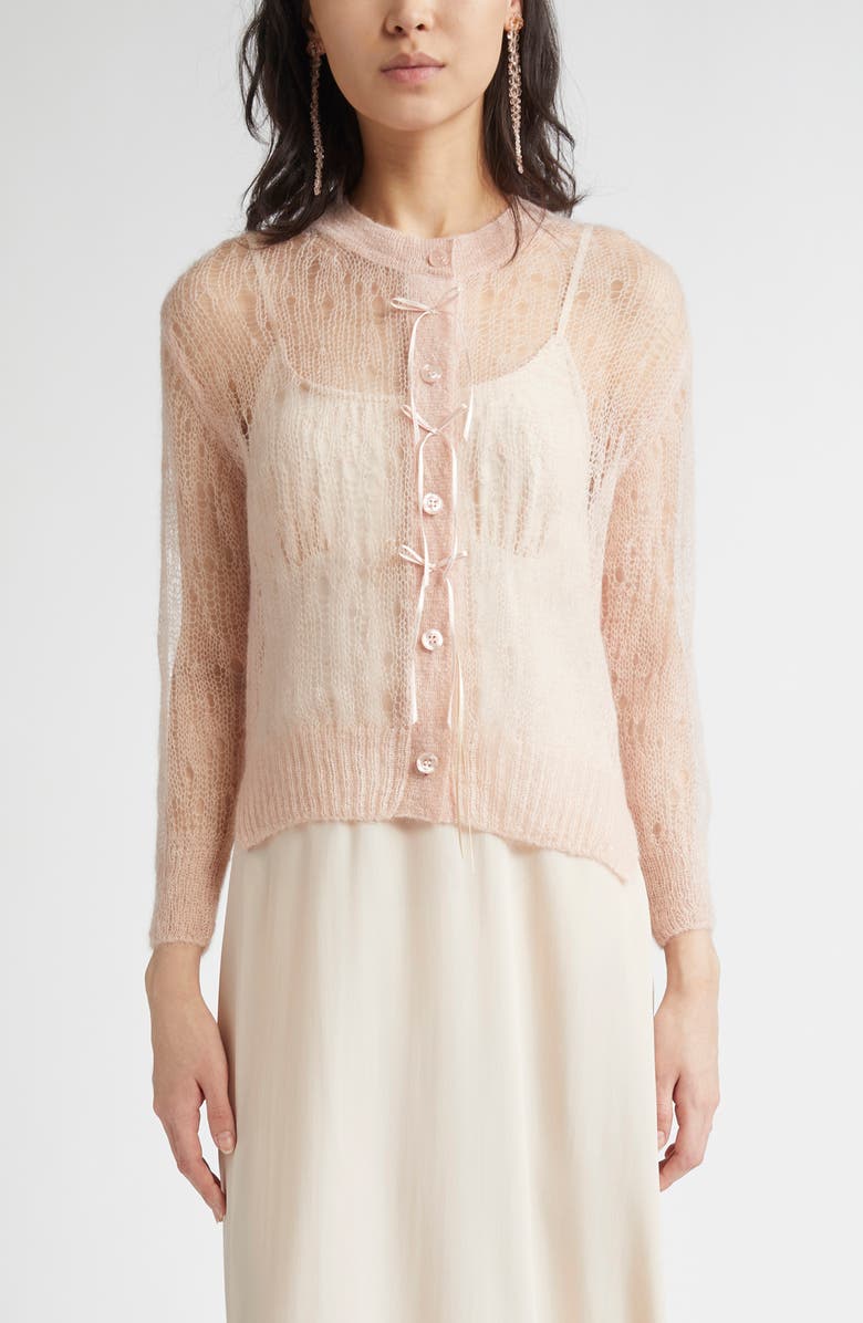 Simone Rocha Crop Superkid Mohair & Merino Wool Blend Cardigan, Main, color, 