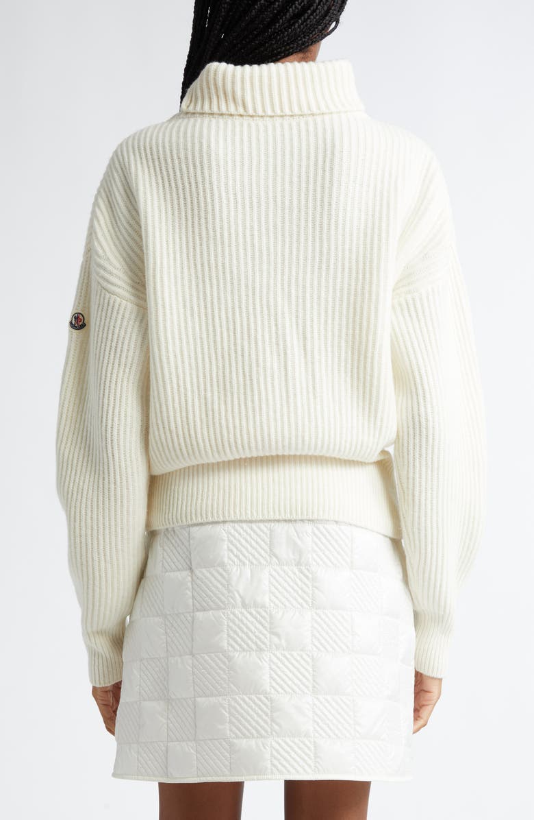 Moncler Rib Virgin Wool Turtleneck Sweater, Alternate, color, White