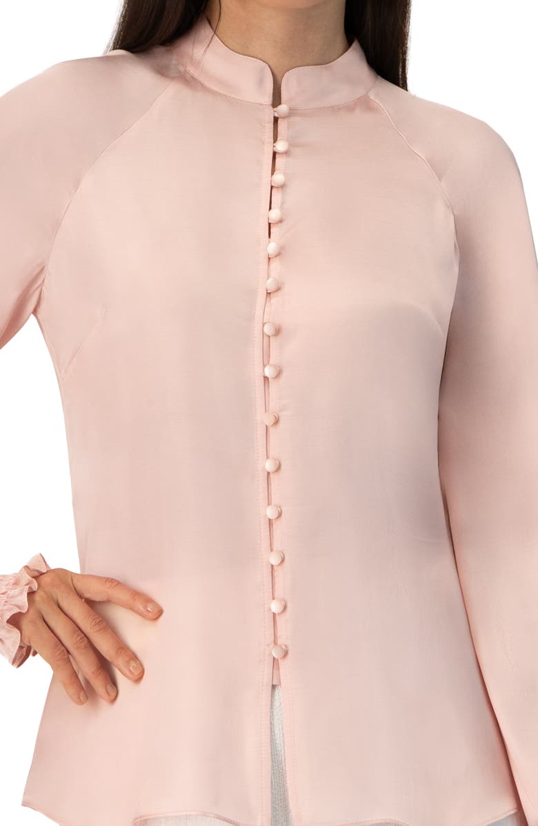 IVONNE Straight Blouse with Mandarin Collar, Alternate, color, Dusty Pink
