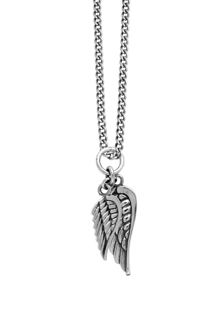 Double Wing Pendant on Curb Link Chain, Main, color, SILVER
