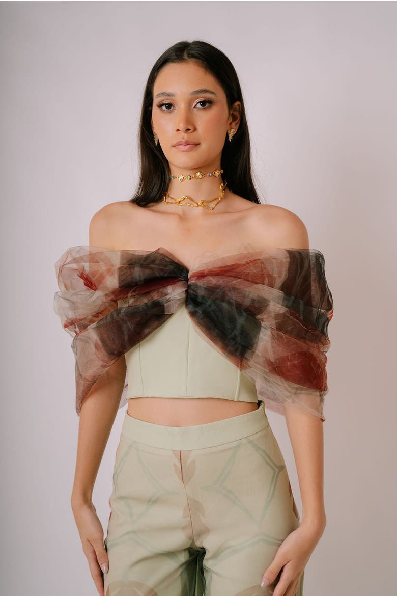 Tessa Tulle Bow Corset, Alternate, color, Green
