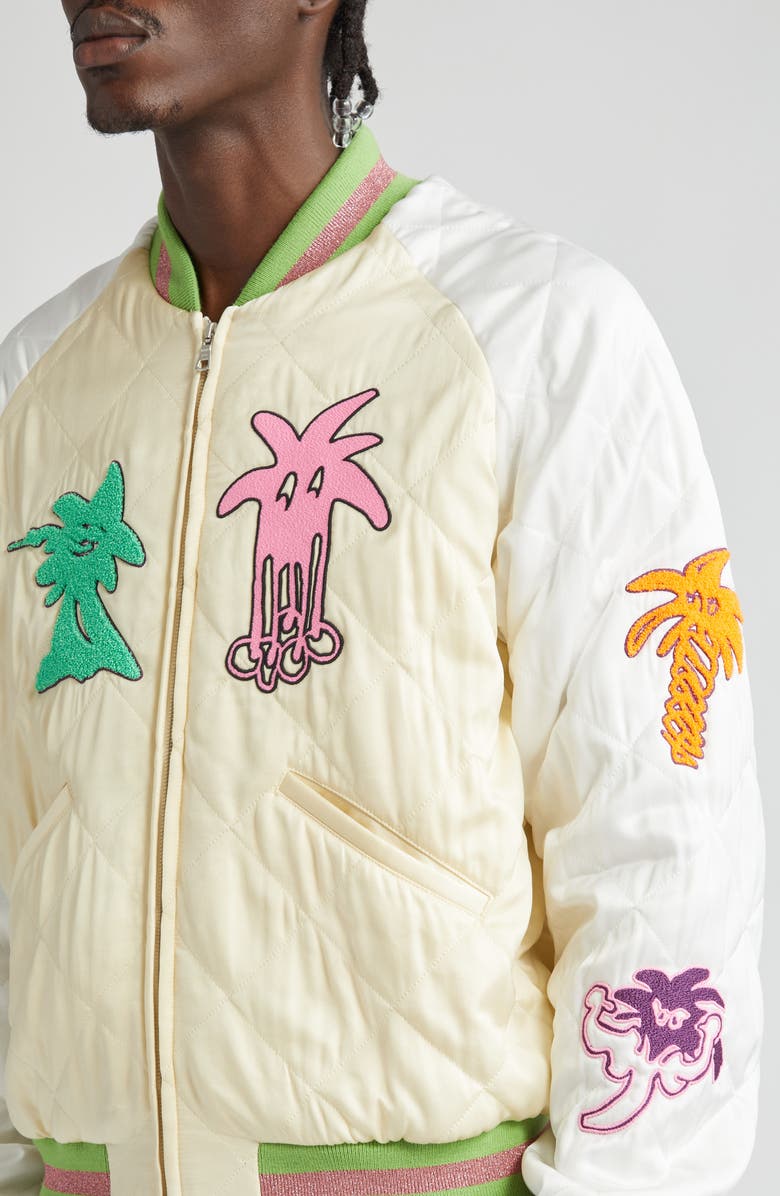 Palm Angels Palmity Quilted Bomber Jacket, Alternate, color, 