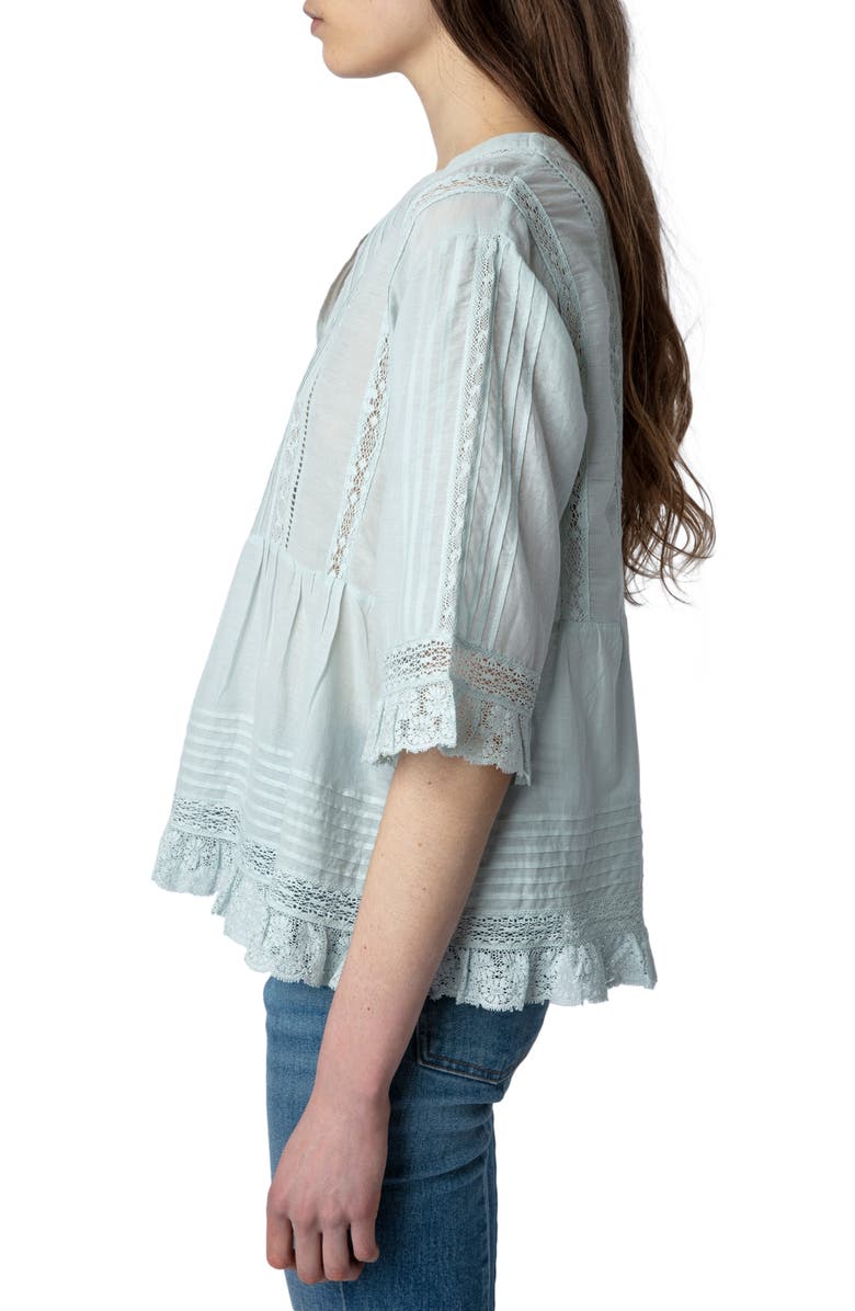 Zadig & Voltaire Tosea Cotton Blend Peplum Blouse, Alternate, color,