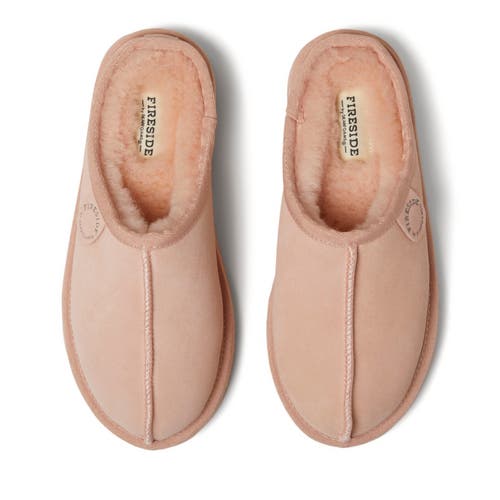 Dearfoams Fireside Greta Genuine Shearling Clog Slipper In Peach Dust
