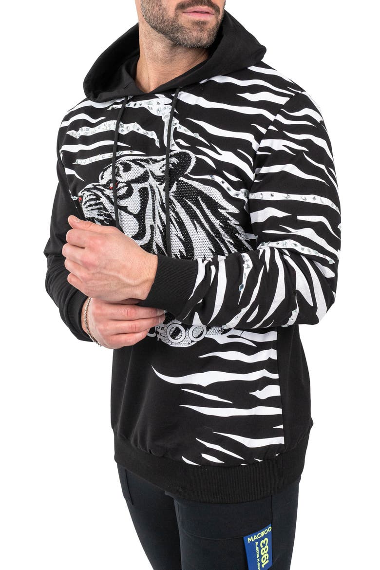 Ziger Embellished Graphic Hoodie, Alternate, color, BLACK