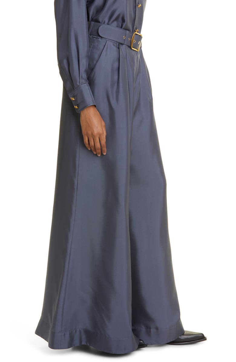 Zimmermann Pleated Wide Leg Silk Pants, Alternate, color,