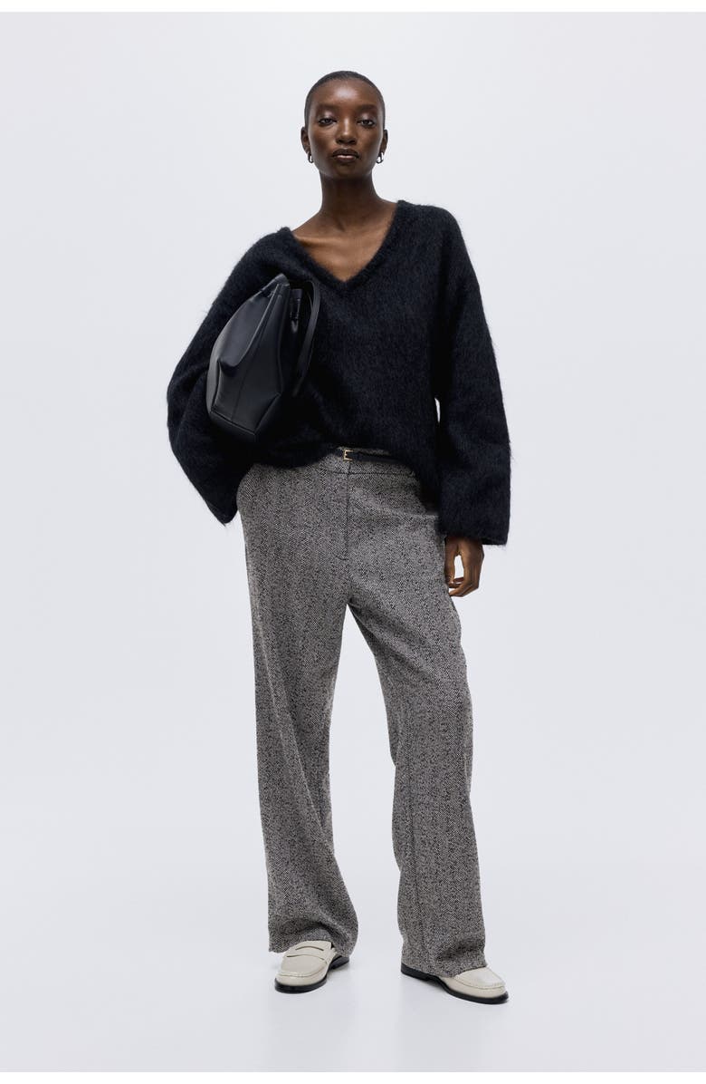 H&M Tailored Trousers, Main, color, Gray/Herringbone-Patterned