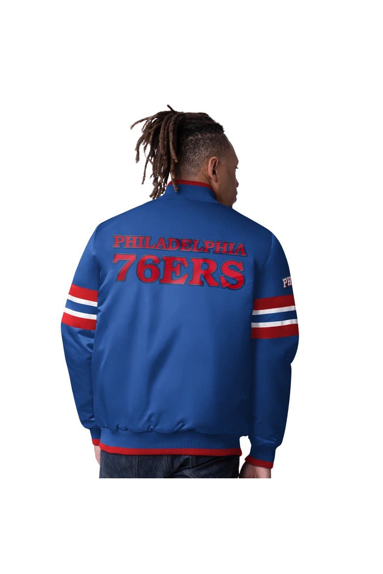 Men's Starter Royal Philadelphia 76ers Scout Varsity Satin Full-Snap Jacket, Alternate, color, Royal