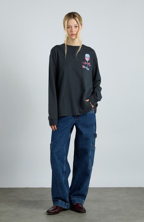 DAMSON MADDER DAMSON MADDER ROSÉ WINE LONG SLEEVE ORGANIC COTTON GRAPHIC T-SHIRT