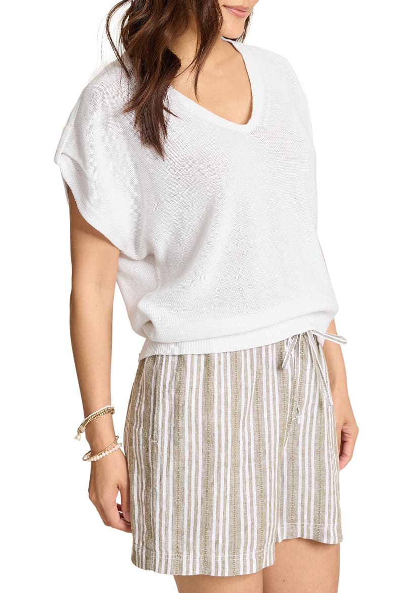 Lakes Edge Linen & Cotton Blend Sweater, Main, color, WHITE
