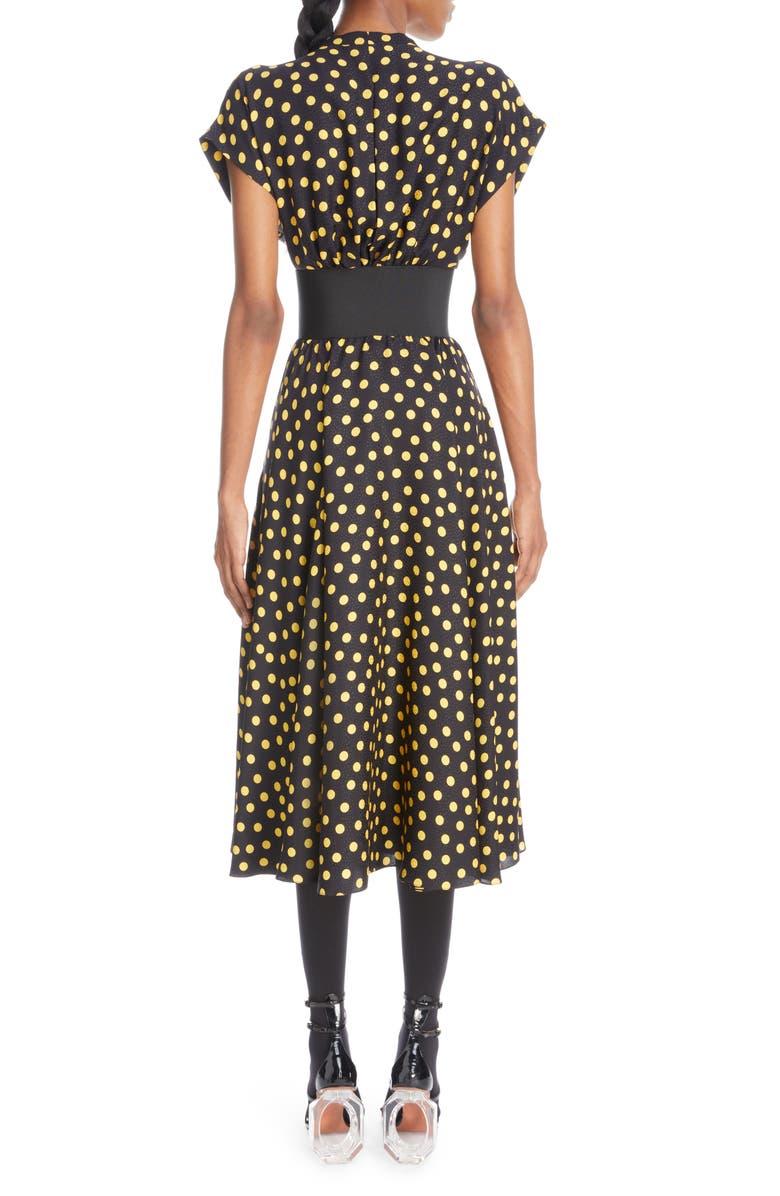 Alaïa Belted Polka Dot Silk Crepe Midi Dress, Alternate, color,
