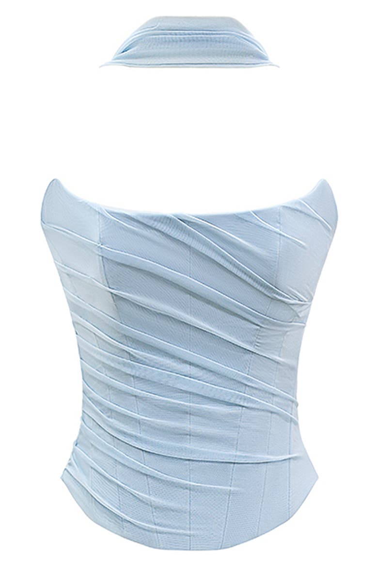 Hallie Corset Mesh Halter Top, Alternate, color, SKYRIDE